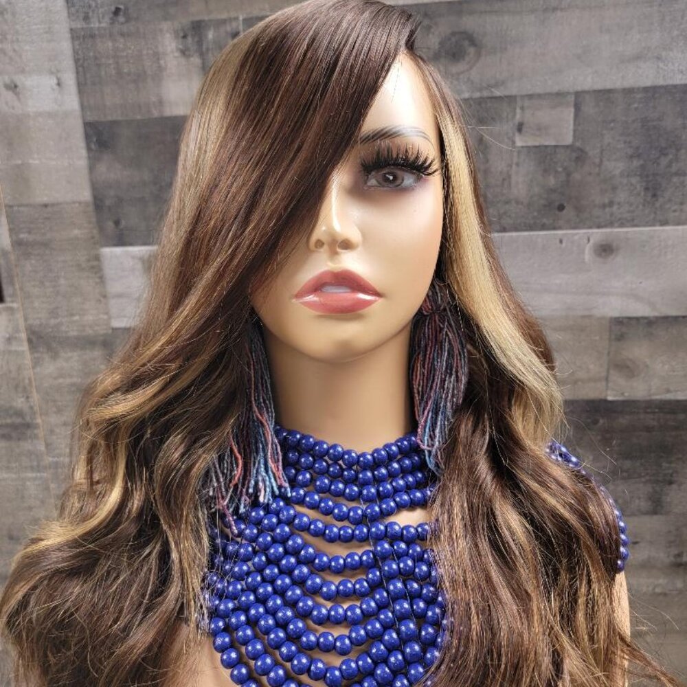 Multi-Tonal Brown Ombre Wig with Sleek Texture